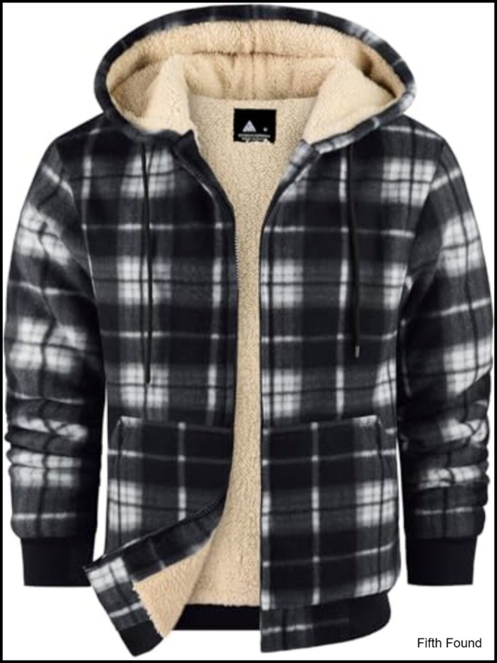 Heavy Thick Sherpa Fleece Lined Full Zip Up Hooded Plaid Flannel Jacket